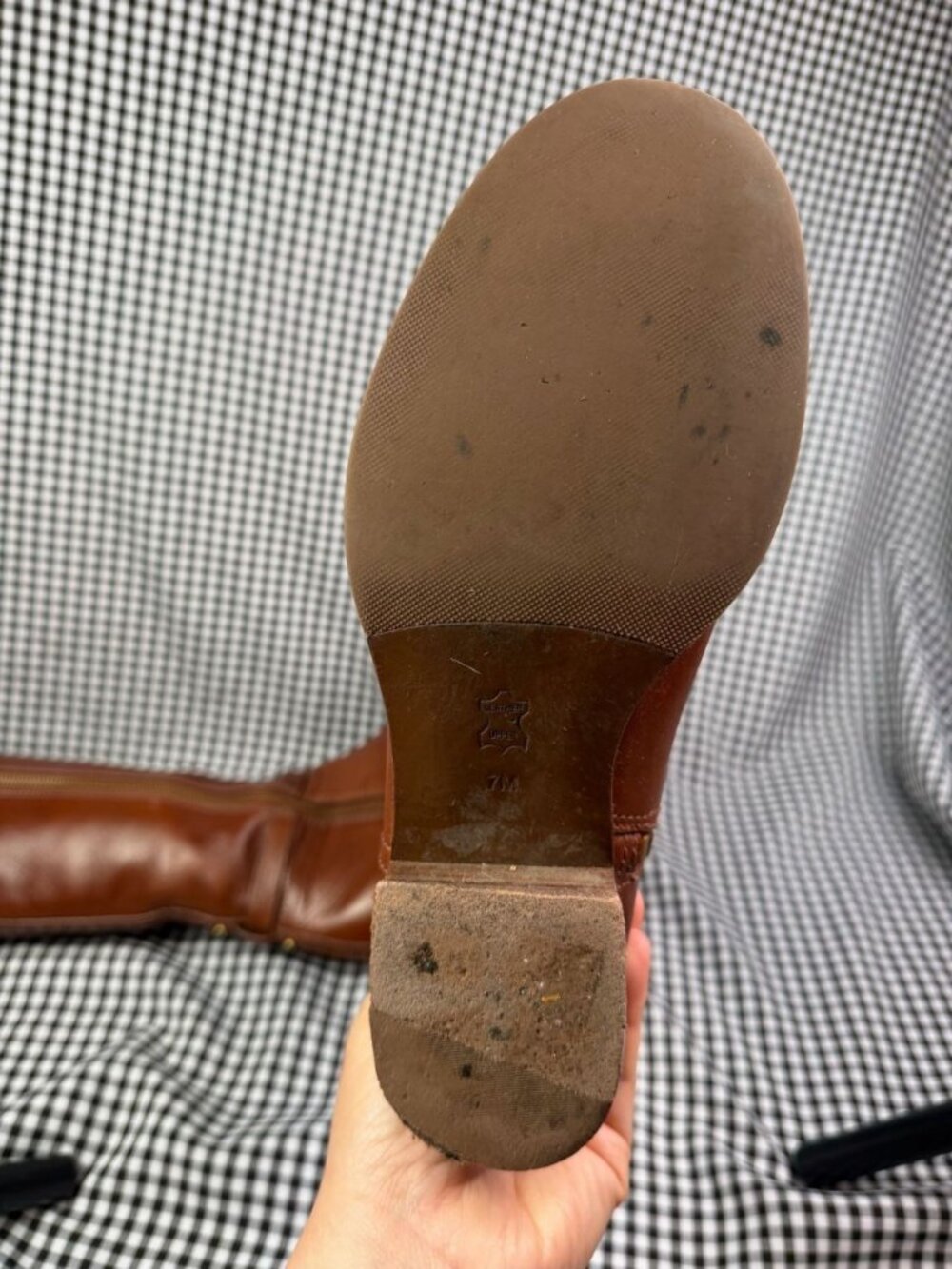 Tory Burch Nadine Brown Leather Riding Boots Womens 7 M Tall Gold Logo - Picture 7 of 8